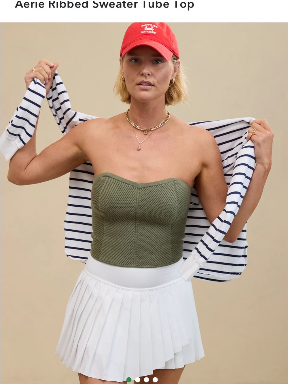 Aerie Ribbed Sweater Tube Top - Olive Green Size S